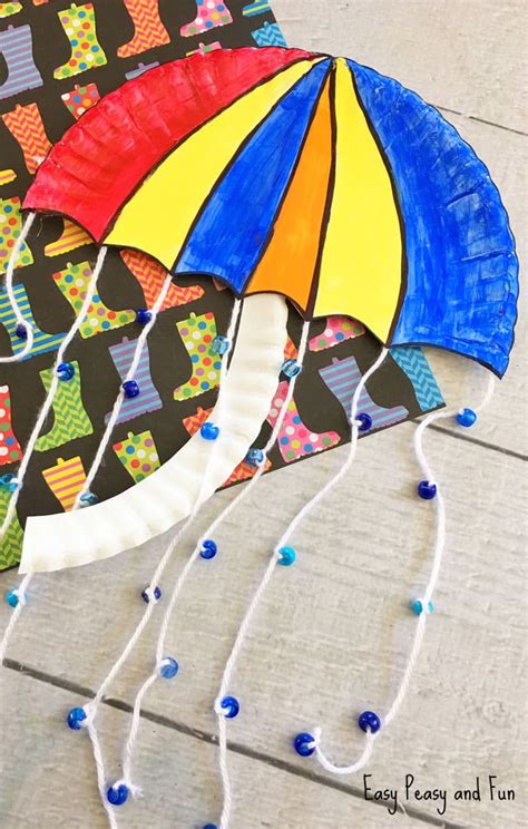 Umbrella Paper Plate Craft - Weather Crafts for Kids - Easy Peasy and Fun