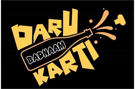 Funny Quote Sticker Poster Daru Badnam Kartiposter For Interior Wall