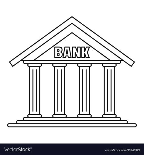 Bank Icon Outline Style Royalty Free Vector Image