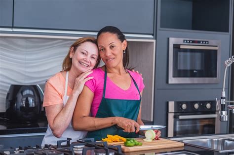 Premium Photo Lesbian Couple Cooking Together In Love
