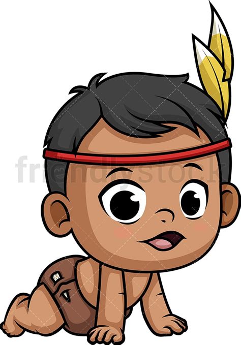 Native American Indian Baby Cartoon Clipart Vector Friendlystock