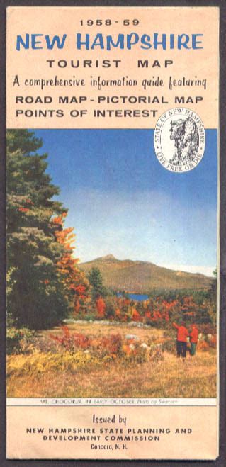 State Of New Hampshire Official Tourist Road Map 1958 1959
