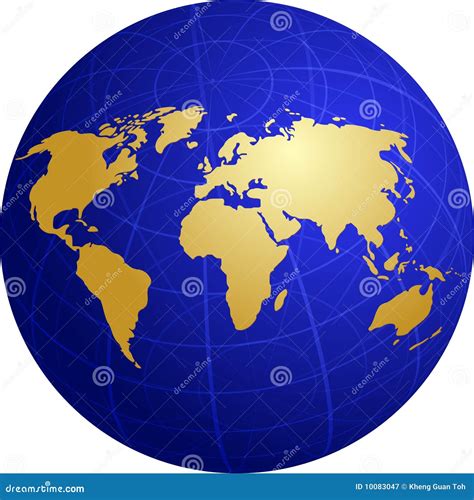 Map Of The World Illustration On Globe Grid Stock Illustration