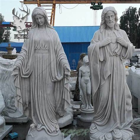 Catholic Church Decoration Life Size White Marble Christ Jesus And Our