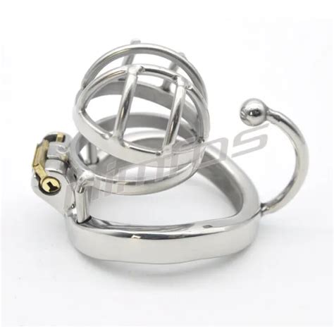 STAINLESS STEEL MALE Chastity Small Cage With Base Arc Ring Devices