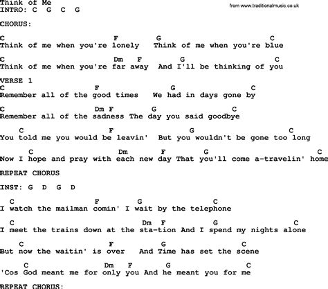 Think Of Me Bluegrass Lyrics With Chords