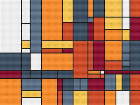 Cross Stitch Pattern Art Deco Piet Mondrian Style Warm Colourway