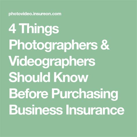 Instead, videographer insurance is a combination of policies designed to meet the needs of their business. 4 Things Photographers & Videographers Should Know Before Purchasing Business Insurance ...