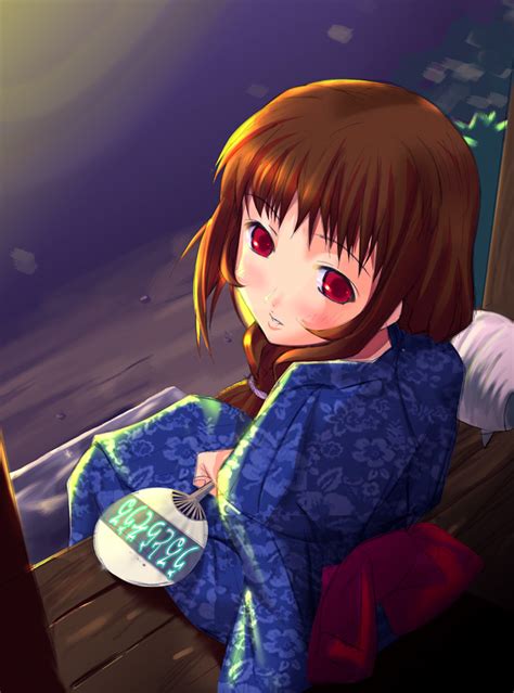 safebooru 1girl blush braid brown hair fan from above incense japanese clothes kimono looking