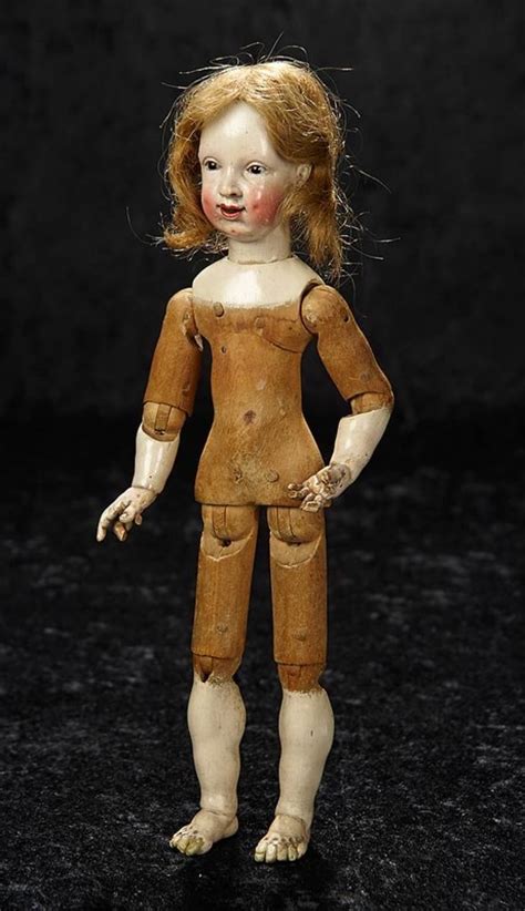 Rare Early All Carved Wooden Doll With Most Expressive Face And Fine