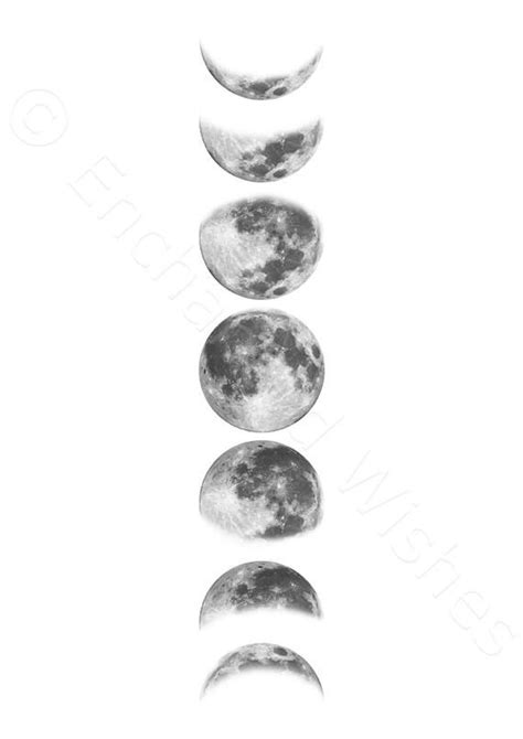 Moon Phases Black And White Printable Monochrome Moon Print Lunar Phase