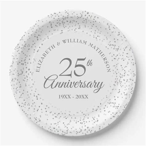 25th Silver Wedding Anniversary Elegant Script Paper Plates Zazzle