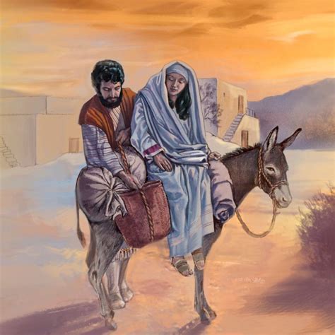 Mary Sits On A Donkey And Joseph Puts Baggage On It Bible Pictures