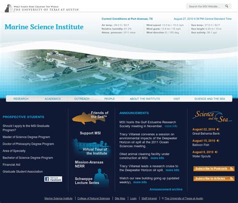 The University Of Texas At Austin Marine Science Institute Website