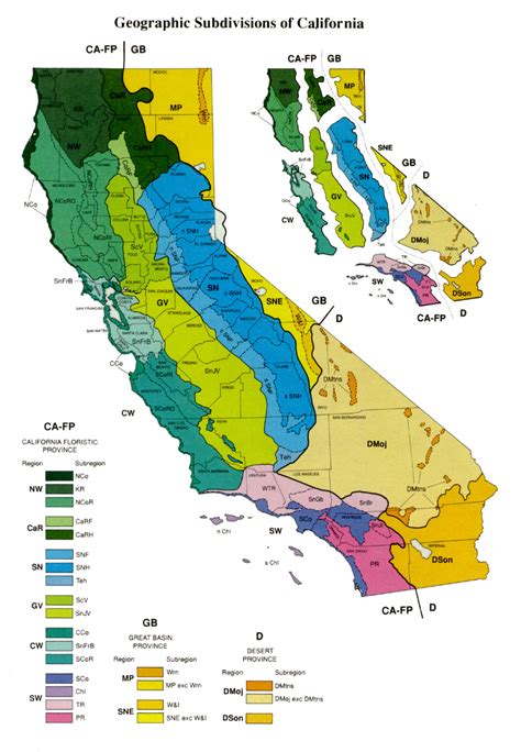 Geographic Subdivisions In California Map California • Mappery
