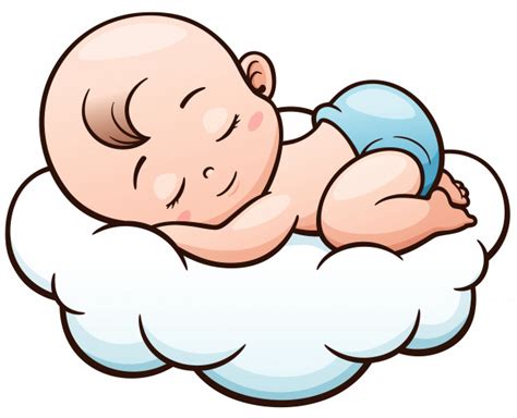 Dibujos Animados Bebé Durmiendo En Una Nube Vector Premium