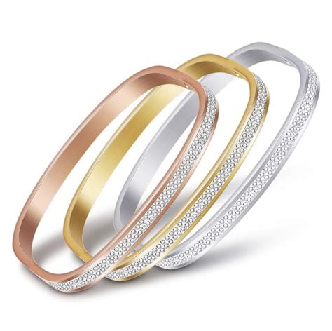 Buy Two Row Full Crystal 316l Stainless Steel Bangles