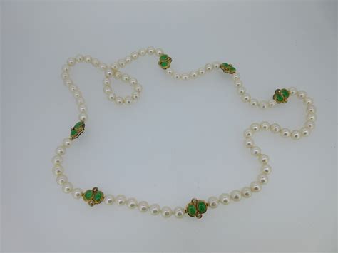 A Cultured Pearl Jade And Diamond Necklace In Cheffins Fine Art