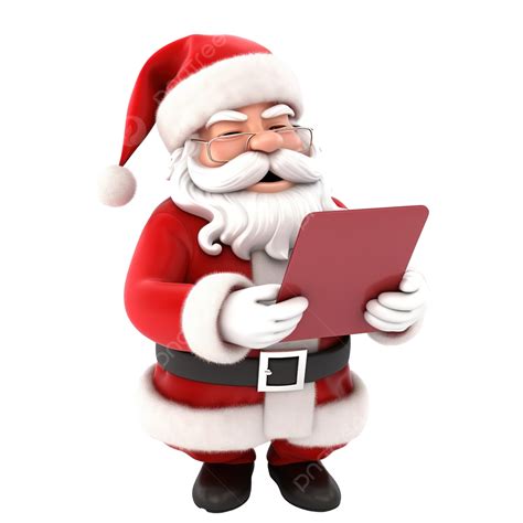3d Rendering Of Santa Reading A Message 3d Banner Birthday Png