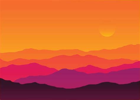 Abstract Background Sunset Silhouette Mountain Scenery