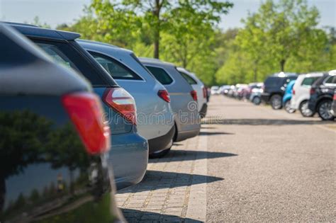 Row Of Cars In Parking Lot Stock Photo Image Of Traffic 135786664