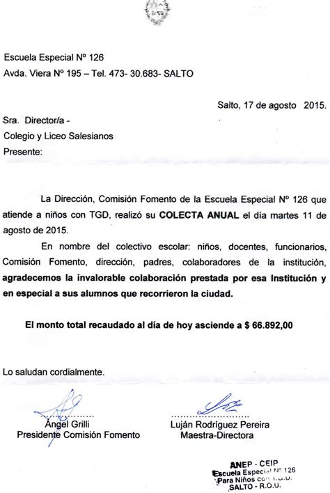 Carta De Agradecimiento Al Rector Del Colegio M Carta De Vrogue