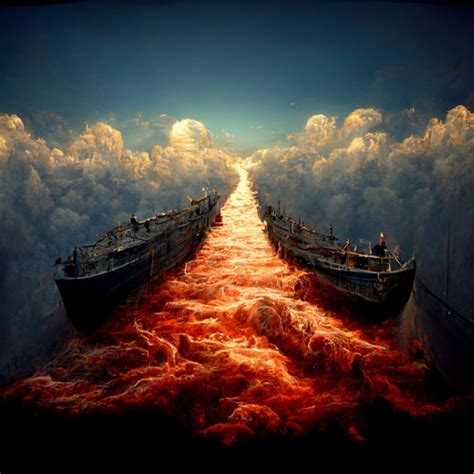 Ship In Heaven And Hell Hyper Realistic Midjourney Openart