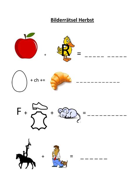 Kinder im vorschulalter sind für die märchenrätsel, mandalas und bilderrätsel besonders empfänglich. Bilderrätsel Herbst - Sprache - madoo.net