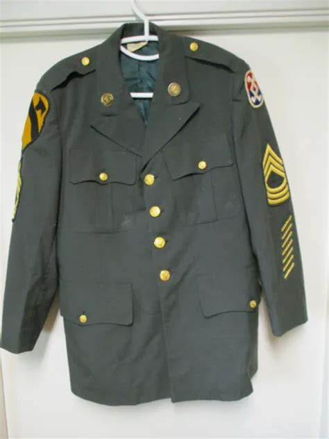 Vintage Us Army Wool Green Dress Jacket E8 Master Sargent 38s