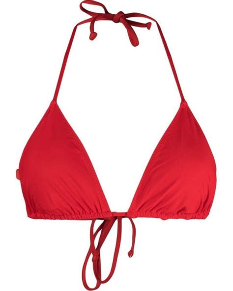 Ganni Halterneck Bikini Top In Red Lyst Uk