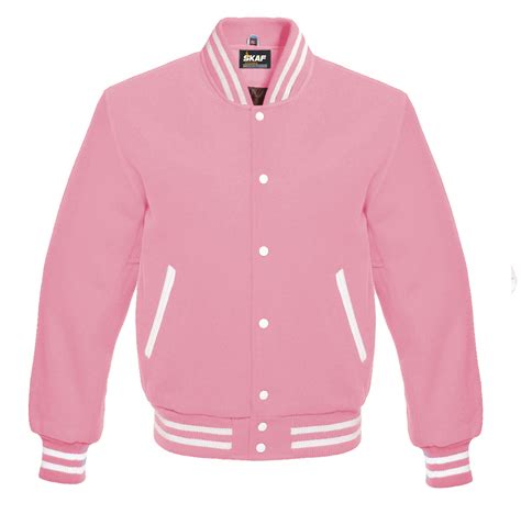 Letterman Varsity Jacket All Wool Pink Skaf Impex