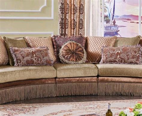 Traditional Curved Sectional Sofa W Accent Pillows 3pcs Mcferran