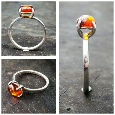 Amber Ring Amber Solitaire Ring Modern Amber Ring Amber Etsy