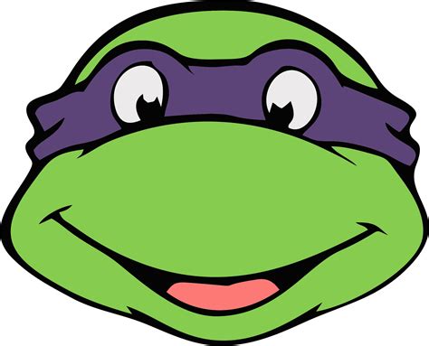 A Cartoon Turtle With A Purple Mask On Its Head And Eyes Wide Open