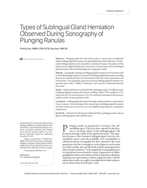 Pdf Types Of Sublingual Gland Herniation Observed During Sonography