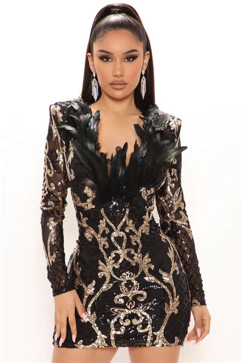 Magnificent Sequin Mini Dress Blackgold Fashion Nova Dresses