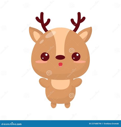 Cute Kawaii Deer Cartoon Style Stock Vector Illustration Of Holiday