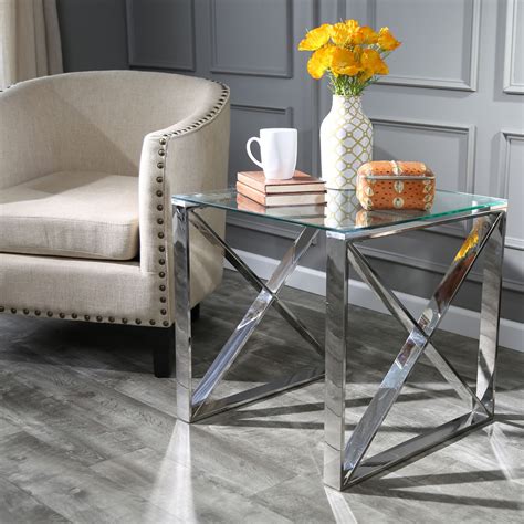 Sagebrook Home Silver Metal Glass Accent Table Contemporary Side Tables And End Tables By