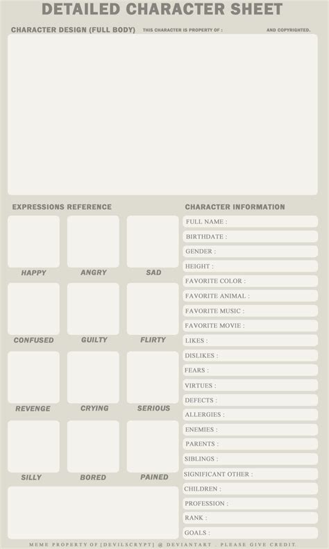 Detailed Character Sheet By Devilscrypt On Deviantart