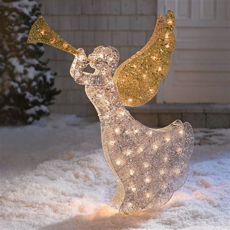 Angel Symbolizing Peace And Holiday Cheer 4 Foot Glitter Pre Lit