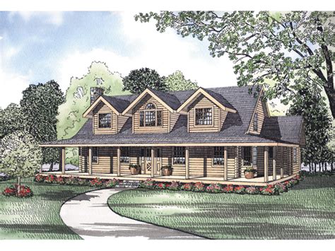 Pioneer Park Rustic Log Home Plan 073D-0028 | House Plans ... Farm house porches are nostalgic and built for comfort, entertaining, and just plain relaxing.