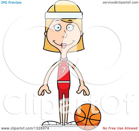 Clipart Of A Cartoon Hapy Tall Skinny White Woman