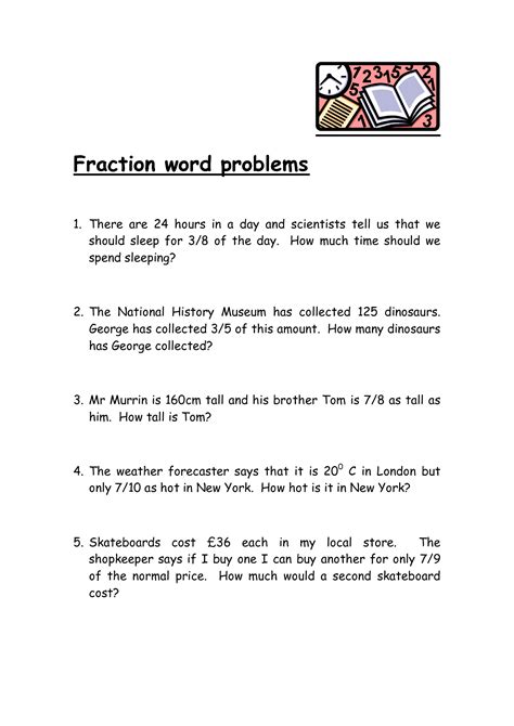 Fraction Word Problems Year 7 Worksheets Fraction Worksheets Free