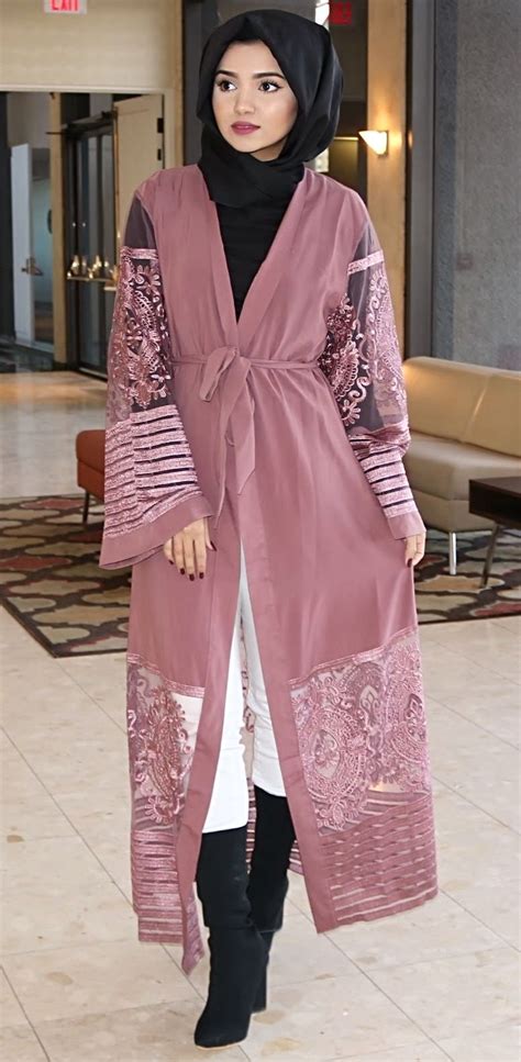 Pink Lace Abaya Aiima