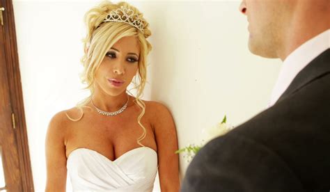 Hot blonde bride Tasha Reign gives blowjob to her fiancé Ryan Driller