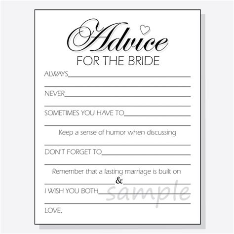 026 Instant Download Bridal Shower Advice Cards Bride To Be Advice Cards Diy Advice For The