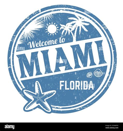 Welcome To Miami Sign Or Stamp On White Background Vector Illustration
