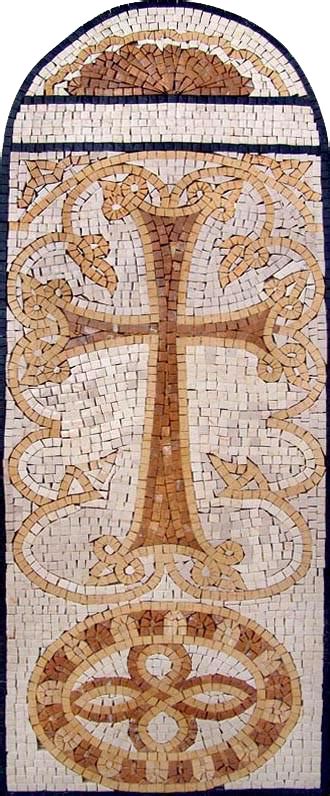 Cross Marble Mosaic Religious Mozaico