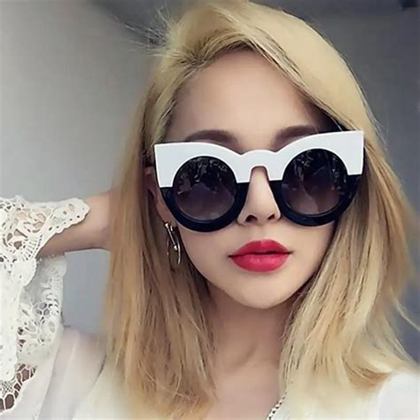 2018 thick frame cat eye sunglasses women ladies fashion brand designer mirror lens cateye black