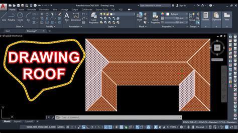 Autocad Drawing Roof With Hatch Youtube